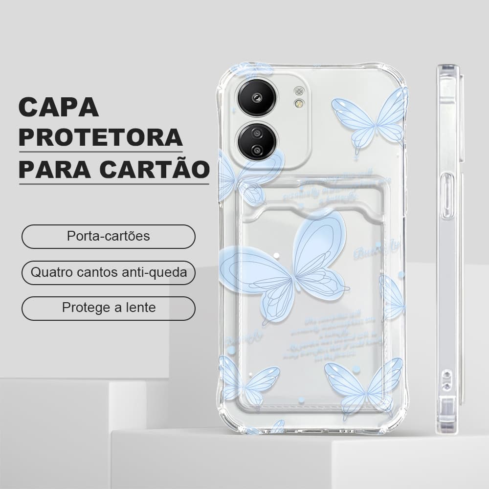 Capinha Porta Cartão Anti Impacto Luxo Para Xiaomi Redmi 13C 4G Capa De Celular Capa KB6088