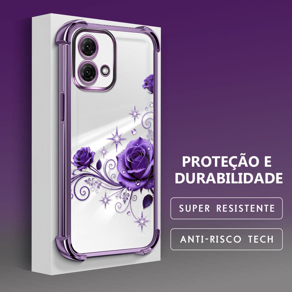 Anti Queda Padrão de Rosa Capinha Para Motorola Moto G84 5G Capa De Celular FS0847