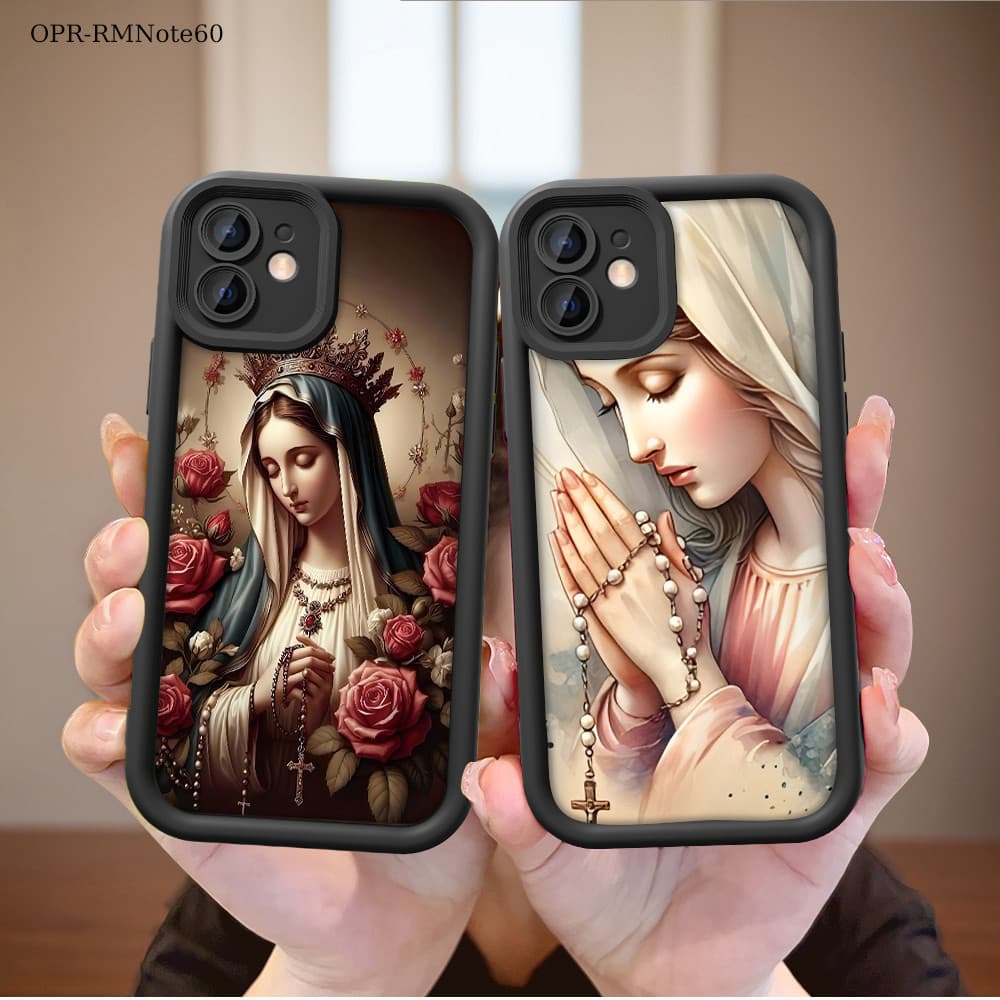 Capinha Nossa Senhora Preto Para Realme Note 70 60 60X 50 70T Capa de Silicone Macia Anti-queda Celular TY6229
