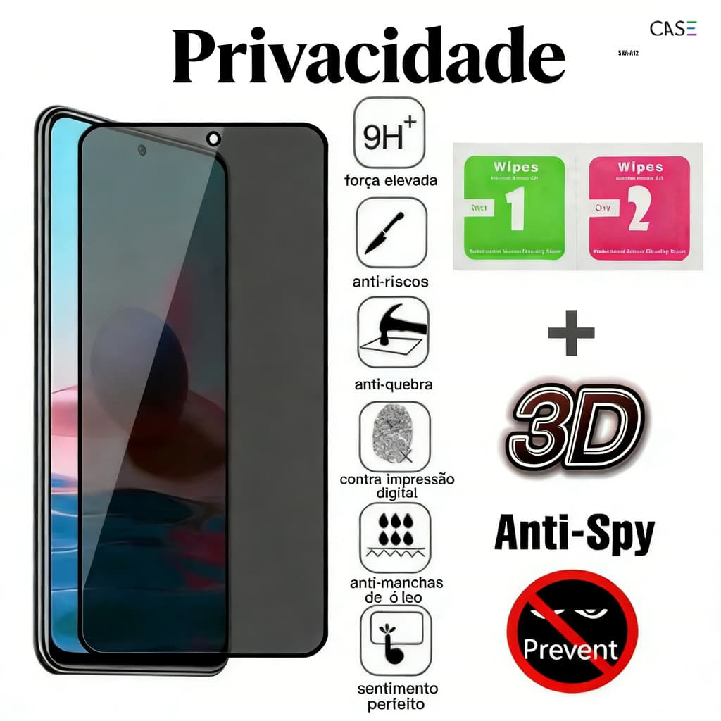 Película Cerâmica Privacidade Protetor Tela Fosca Anti Espião 3D Para Samsung Galaxy A15 A14 A16 A17 A13 A12 4G 5G M001