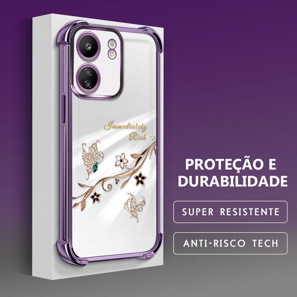 Capinha de Silicone Anti Queda Estilo Luxuoso Para Xiaomi Redmi 13C Poco C65 4G Capa de Celular FS0861