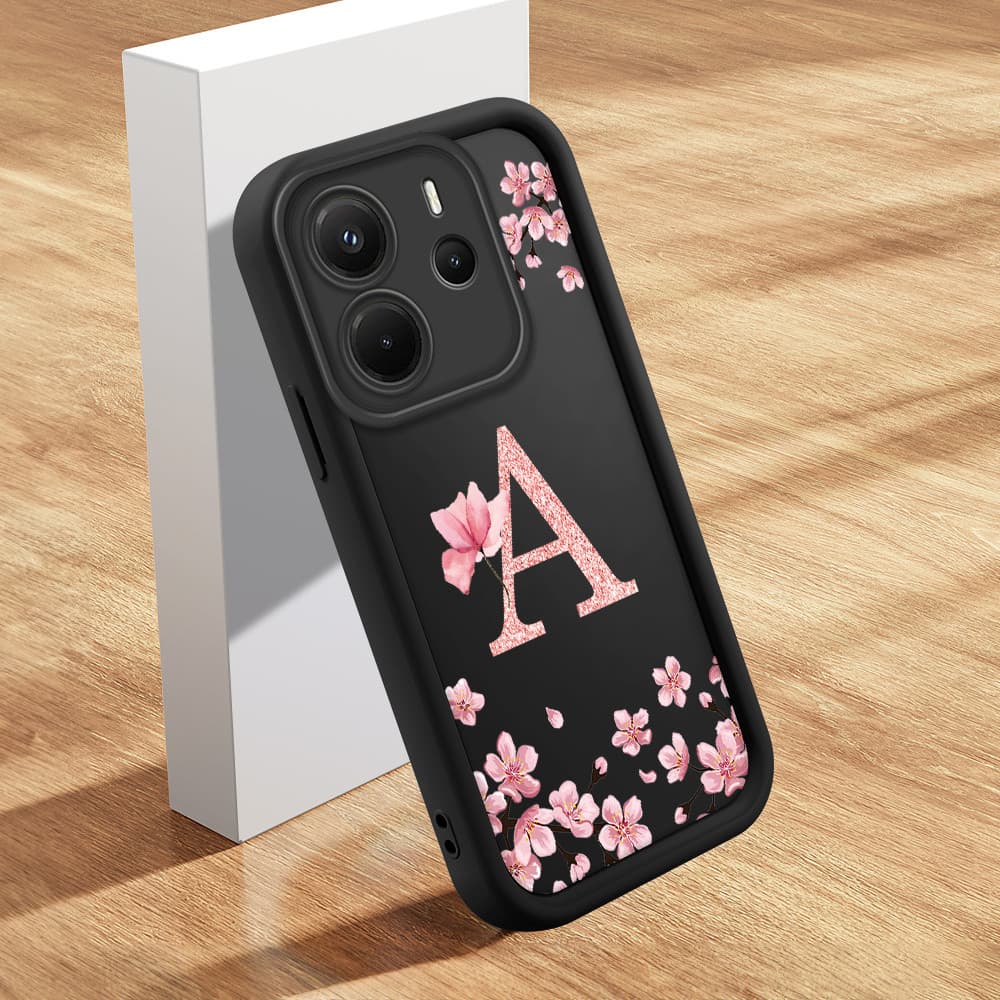 Capinha Letra Personalizada Para Xiaomi Redmi Note 14 4G Capa De Celular Macia Silicone Protetora Preta Case DZ