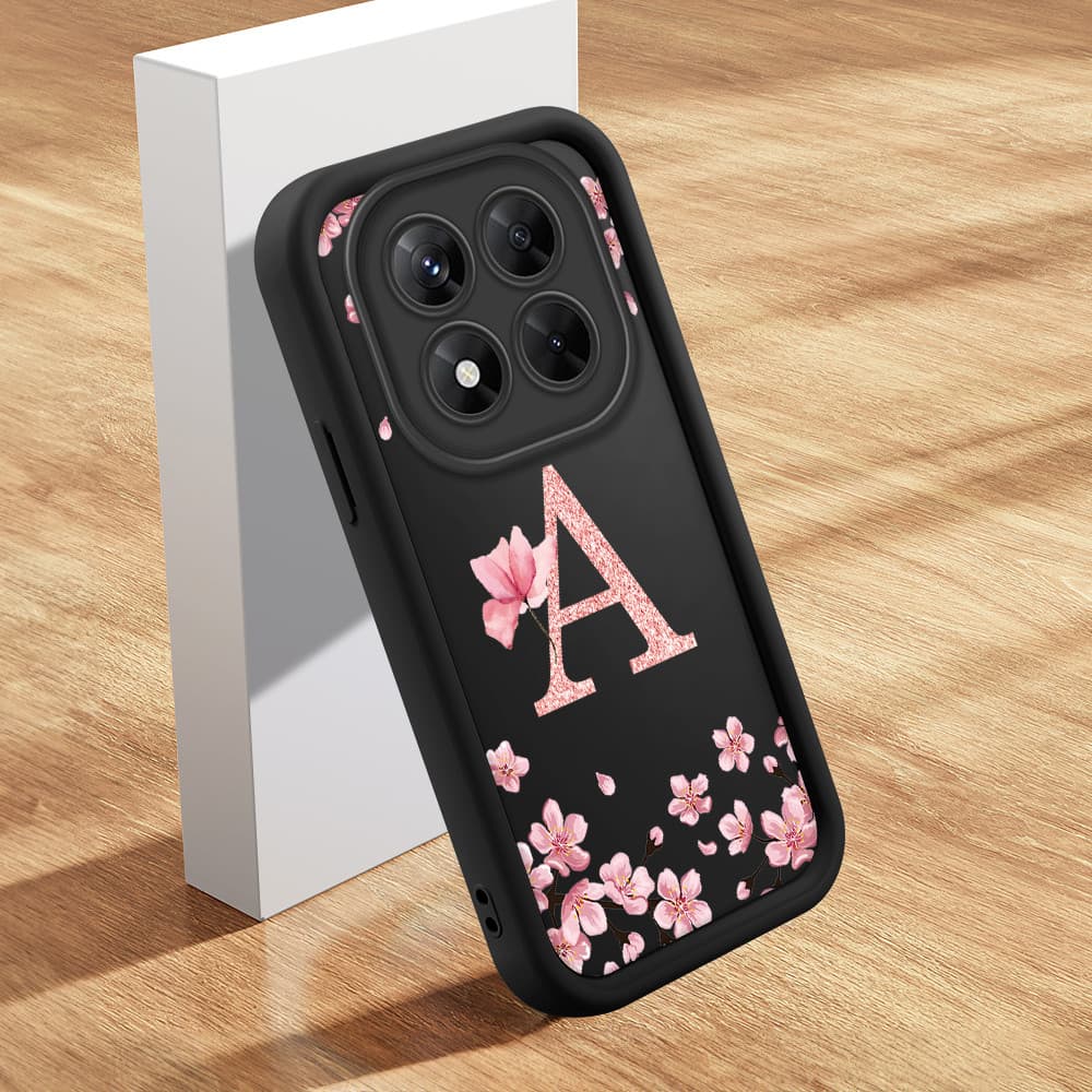 Capinha Letra Personalizada Para Xiaomi Redmi Note 14 Pro Poco X7 5G Capa De Macia Silicone Protetora Preta Case DZ