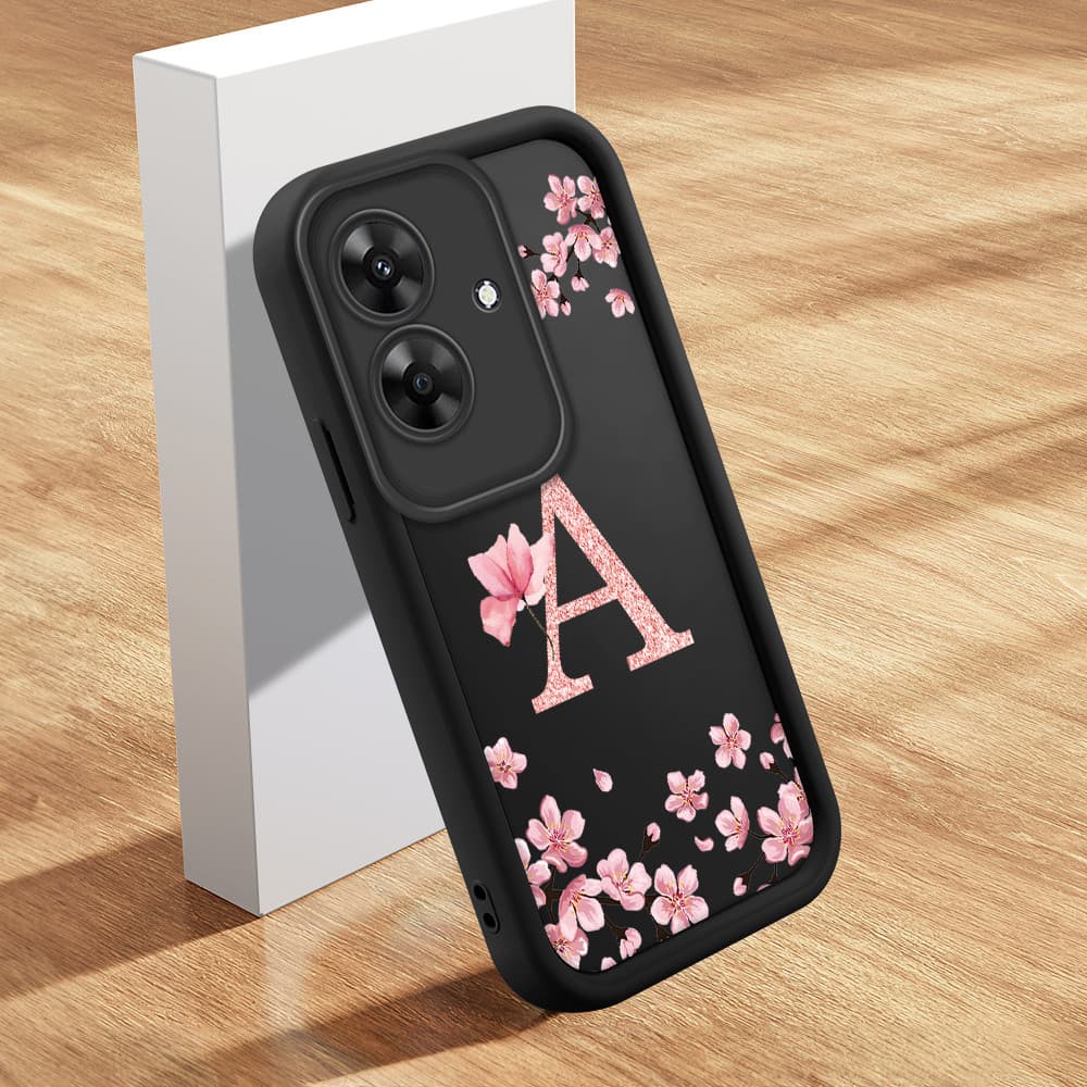 Capinha Letra Personalizada Para Realme Note 60 60X Narzo N61 Capa De Celular Macia Silicone Protetora Preta Case DZ