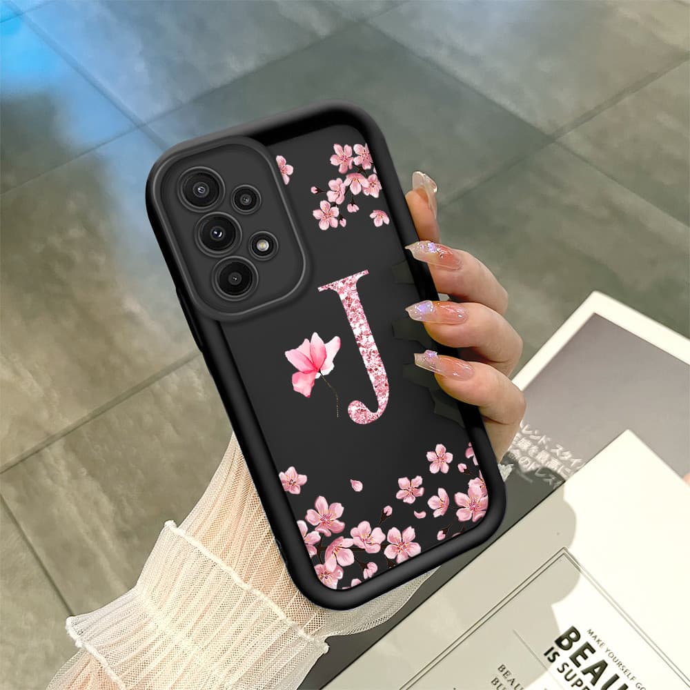 Capinha Flor Para Samsung Galaxy A23 4G 5G Capa Com Letra Personalizada Macia Silicone Proteção Case