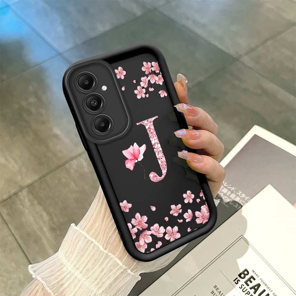 Capinha Flor Para Samsung Galaxy A05S Capa Com Letra Personalizada Macia Silicone Proteção Case