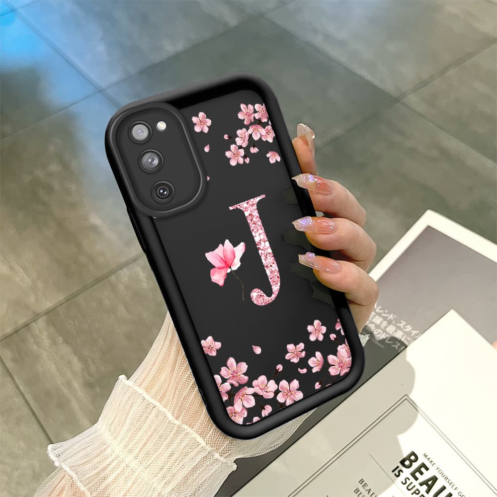 Capinha Flor Para Samsung Galaxy S20 FE 5G Capa Com Letra Personalizada Macia Silicone Proteção Case