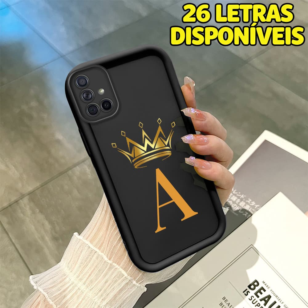 Capinha de Soft Silicone Preta Para Samsung Galaxy A71 com 26 Letras Disponíveis Capa de Celular TY7370