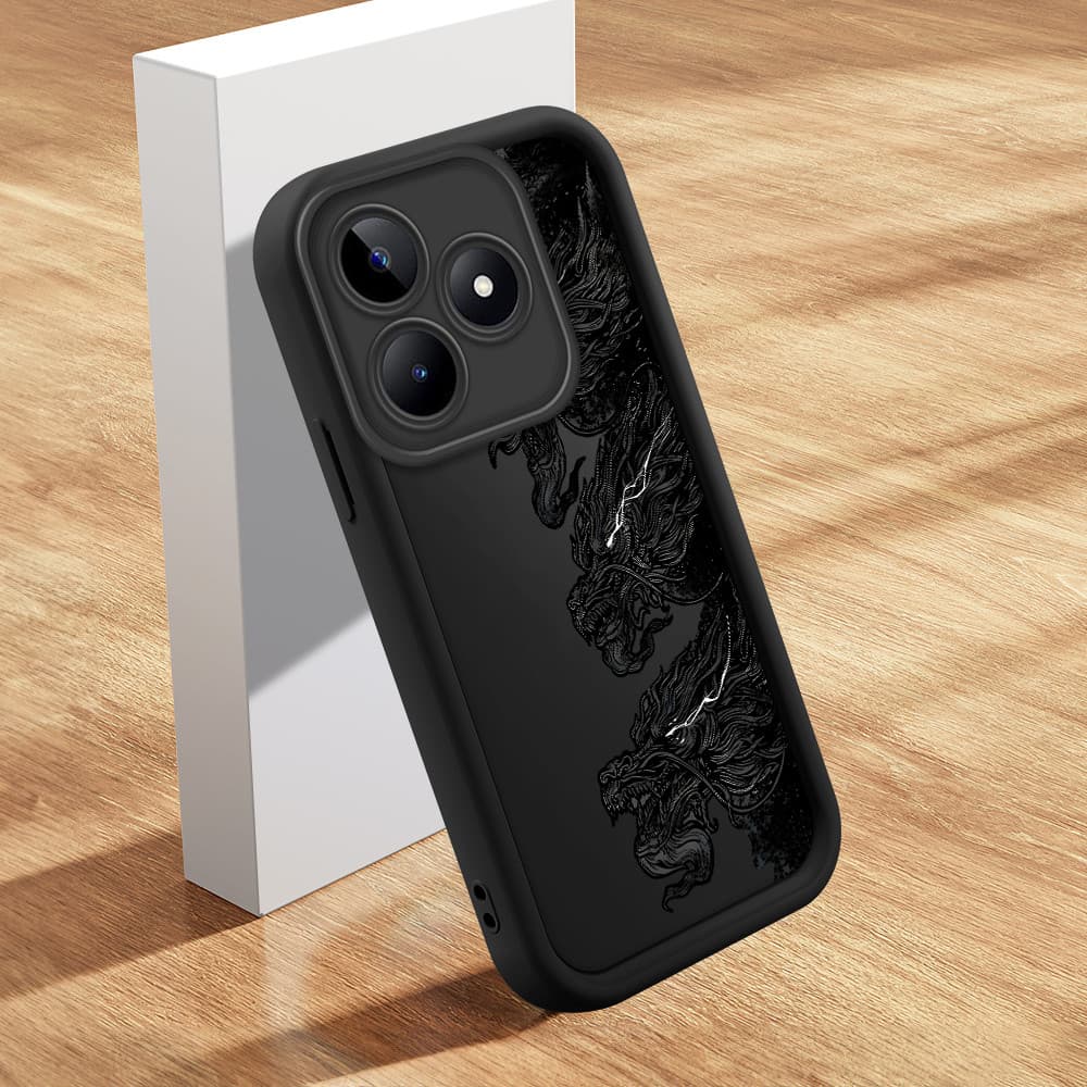 Capinha de Silicone Preta no Estilo Simples Para Realme C53 C51 Note 50 Narzo N53 Capa de Celular TY7423