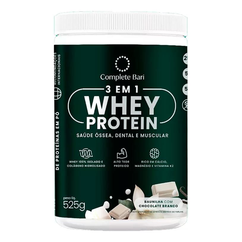Whey Protein Isolado Complete Bari 525g - Sabor Baunilha Com Chocolate Branco