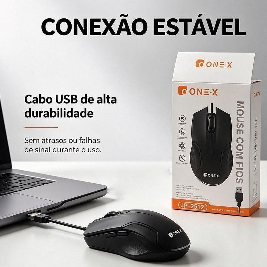Mouse Com Fio USB Silencioso Ergonômico Óptico 1000 DPI Antiderrapante Notebook PC Gamer