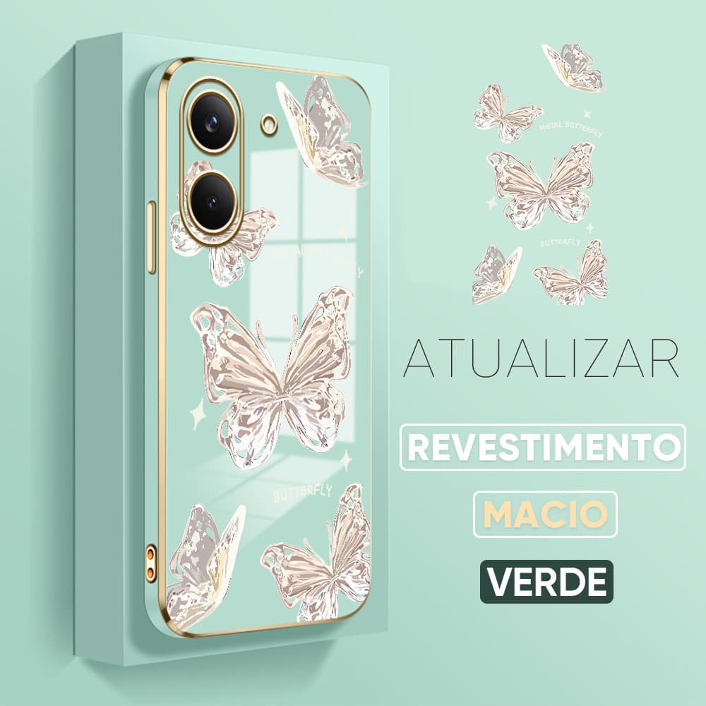 Capinha Para Xiaomi Poco X8 Pro 5G Capinha Case Gloss Borboleta Capas De Celular Glitter Decorada 1224