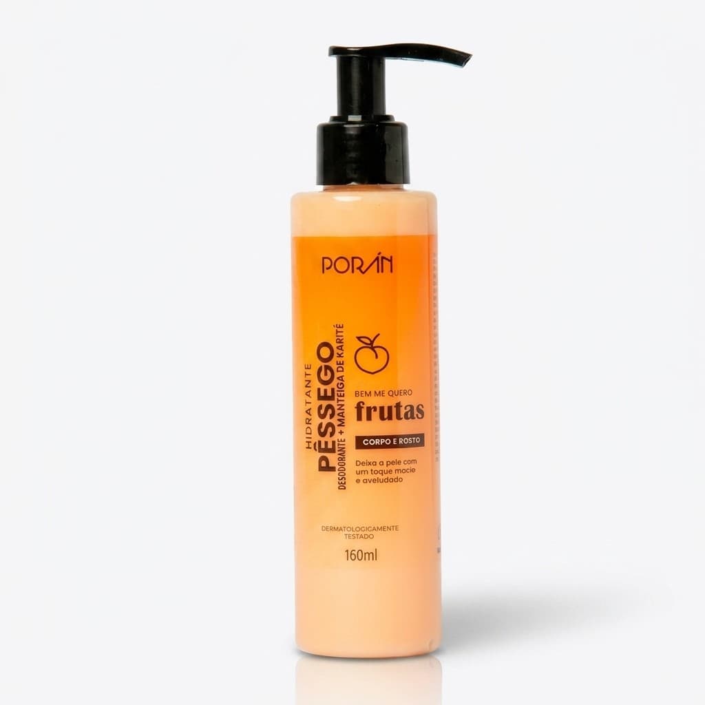 Creme Hidratante Pessego Manteiga Karite Poran 160ml Corpo Rosto Skincare Maciez Nutricao Anti Idade
