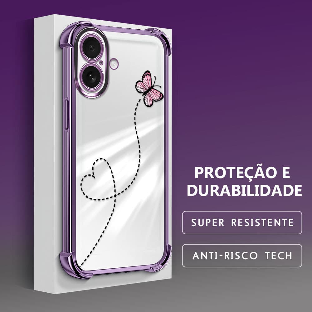 Capinha Anti-Queda Transparente Para iPhone 17 Capa De Celular Macia Borboleta FS0924