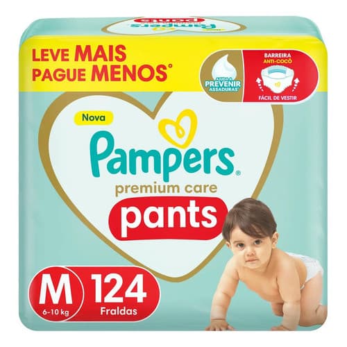 Fralda Pampers Premium Care Pants Tamanho M 124 Unidades Sem M Sem Gênero