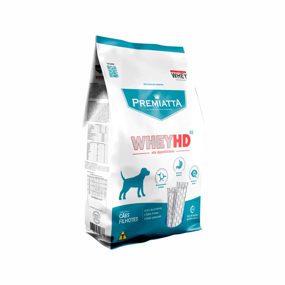 RAÇÃO PREMIATTA WHEY HD 32 FILHOTES PARA CACHORRO SUPER PREMIUM DHA ARTICULAÇÃO E FLORA INTESTINAL