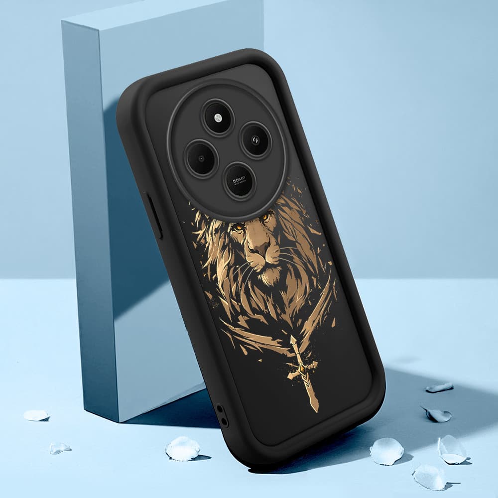 Capinha Leão Para Xiaomi Redmi 14C Poco C75 A4 5G Capa De Celular Macia Silicone Protetora Preta Case BTY 7513