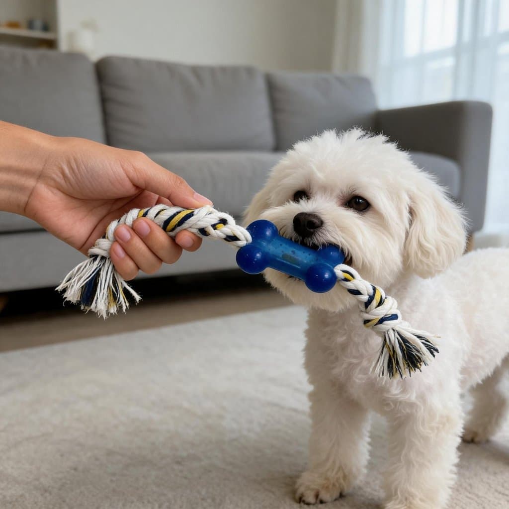 Brinquedo Para Cachorro Osso de TPR com Corda Resistente para Limpeza Dental e Interação