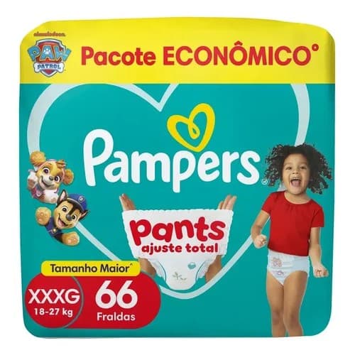 Fralda Pants Ajuste Total Xxxg 66 Unidades Pampers Extra Extra Extra Grande (xxxg) Sem Gênero