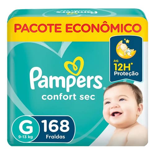 Fralda Infantil Pampers Confort Sec G 168 Unidades Grande (g) Sem Gênero