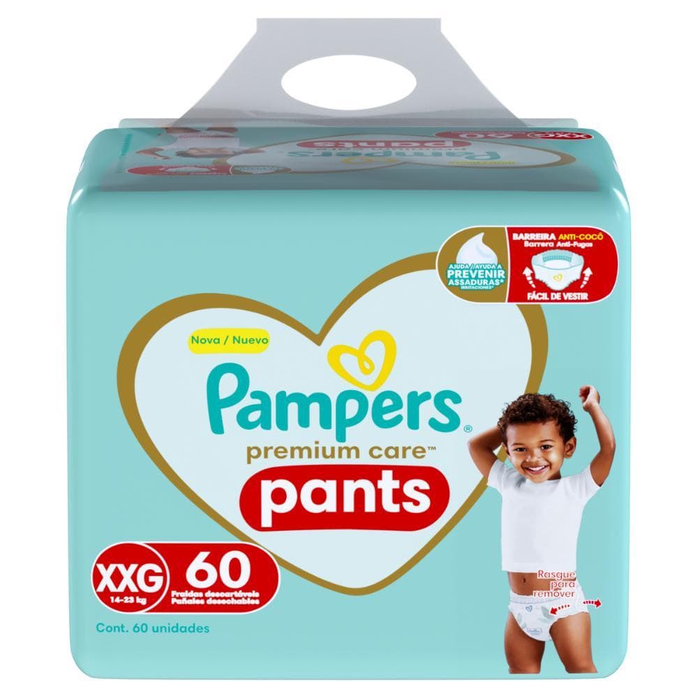 Fralda Pampers Pants Premium Care Jumbo XXG com 60un