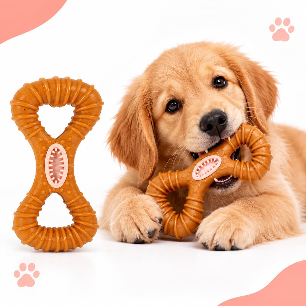 Mordedor Osso para Cachorro, Brinquedo Mordedor Pet, Osso em 8 Pet, Brinquedo Resistente, Mordedor para Cães