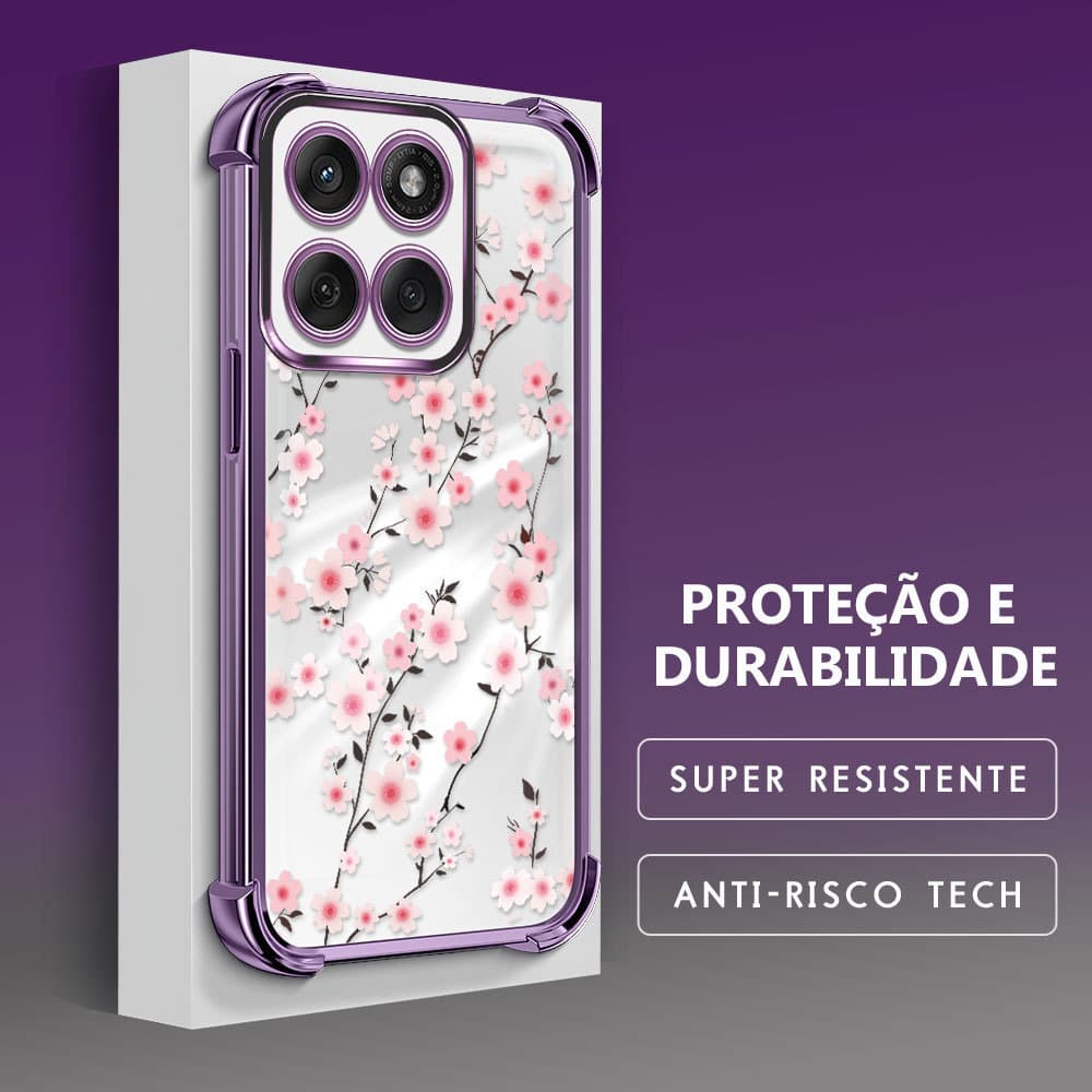 Capinha Anti-Queda Transparente Para Motorola Moto Edge 60 Fusion 60 5G Capa De Celular Flores FS1023