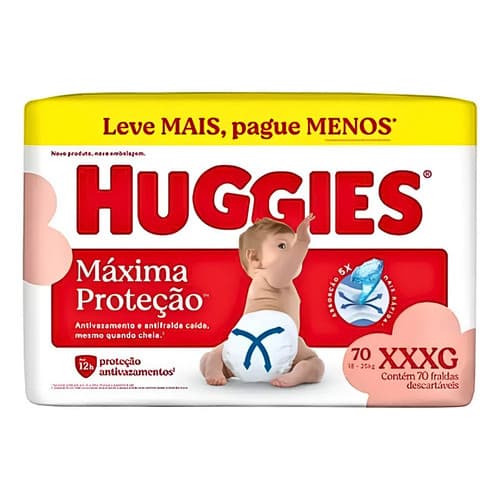 Fralda Huggies Máxima Proteção Xxxg 70 Unidades Xxxg Sem Gênero