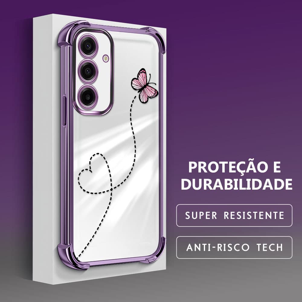 Capinha Anti-Queda Transparente Para Samsung Galaxy A17 4G 5G Capa De Celular Macia Borboleta FS0924
