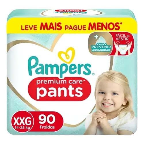 Fralda Descartavel Infant Pampers Premium Care Pants Xxg 90 Unidades Extra Extra Grande (xxg) Sem Gênero