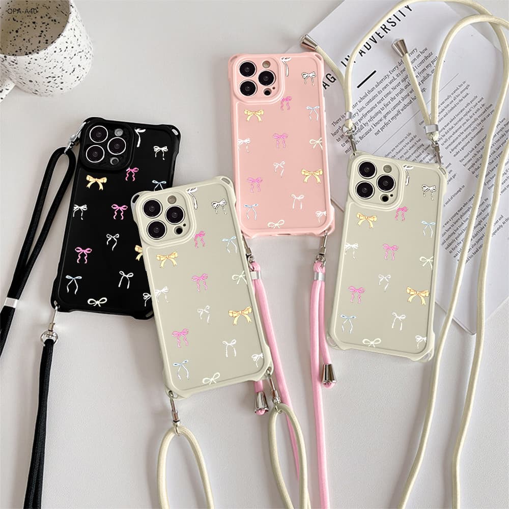 Capa De Celular Laço Cordão Para OPPO A40 A60 4G 5G Capinha Silicone Case FG9607