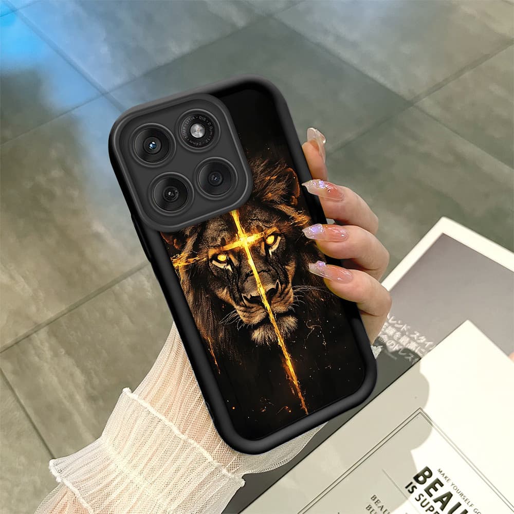 Capa Para Motorola Moto Edge 60 Fusion 60 5G Capinha De Celular Macia Preta Silicone Jesus Leão TY7514
