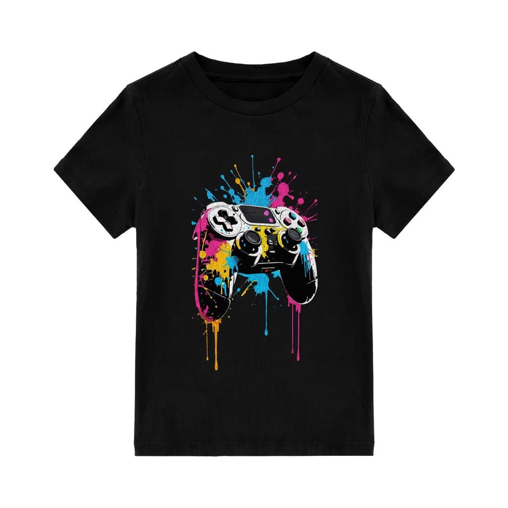 Camiseta Infantil Controle de Videogame Splash Colors