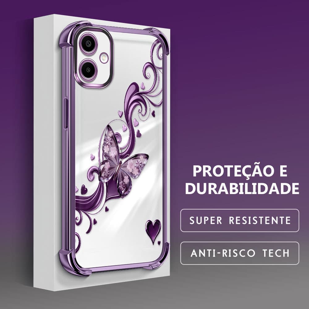 Capinha Anti-Queda Transparente Para Samsung Galaxy A06 Capa De Celular Borboleta FS0874