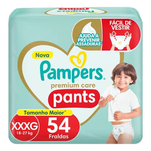 Fralda Pampers Premium Care Pants Tamanho Xxxg, 54 Unidades Extra Extra Extra Grande (xxxg) Sem Gênero
