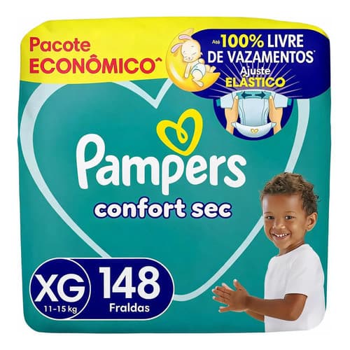 Fralda Pampers Confort Sec Tamanho Xg 148 Unidades Extra Gra Extra Grande (xg) Sem Gênero