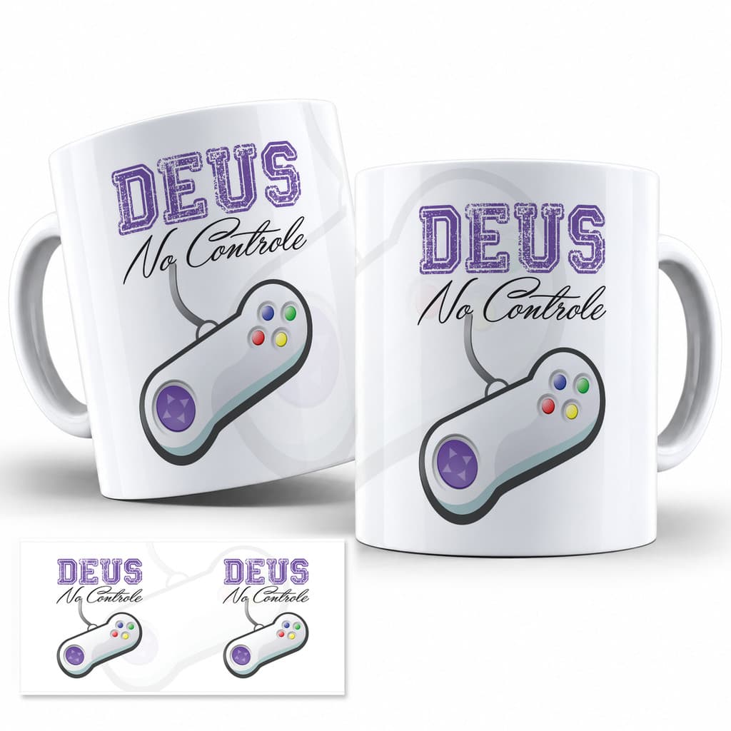Caneca Porcelana 325ml Deus no Controle Videogame