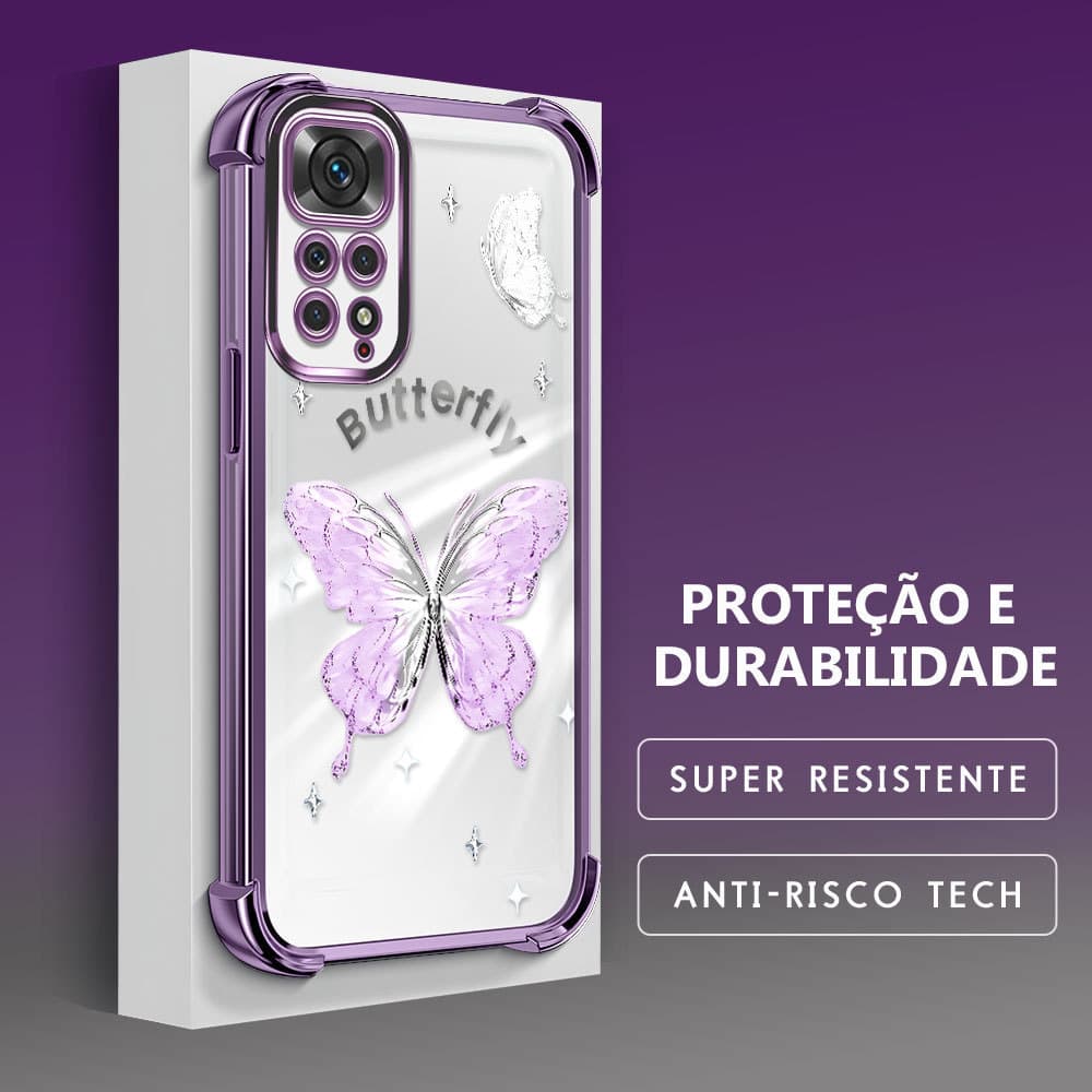 Capinha Anti-Queda Transparente Para Xiaomi Redmi Note 11 11S Capa De Celular Macia Borboleta FS0935