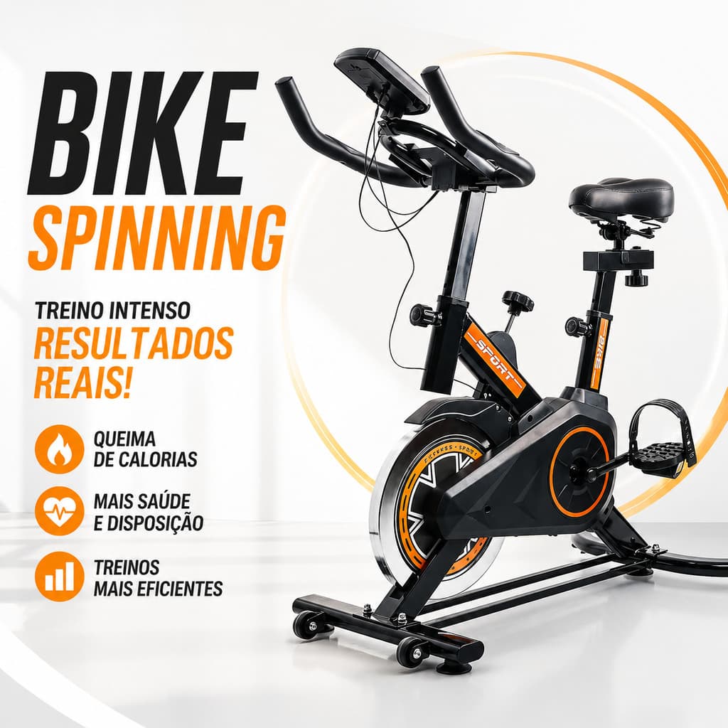 Bicicleta Ergométrica Spinning Semi Profissional Silenciosa Fitness até 120kg Academia Casa