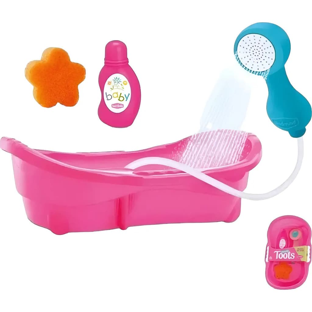 Banheira Para Boneca Banho Do Bebe Toots Sair Agua 27cm Rosa