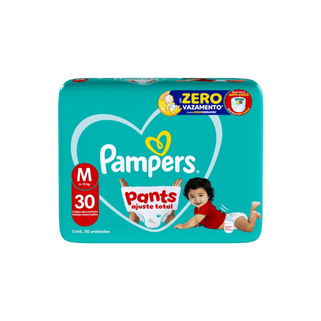 Fralda Pampers Pants Ajuste Total M 6kg a 10kg 30 Unidades