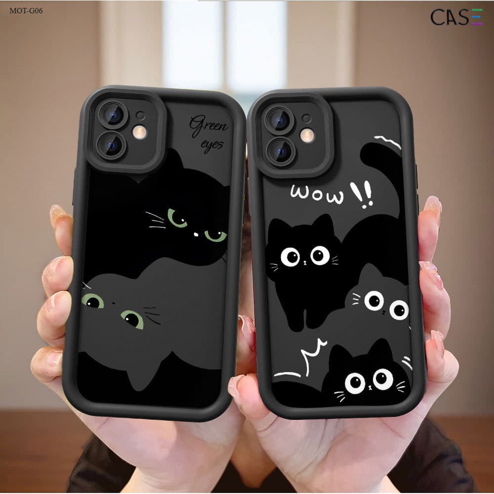 Capinha Gato Preto Para Motorola Moto G06 G86 5G Capa de Silicone Macia Anti-queda Celular TY5557