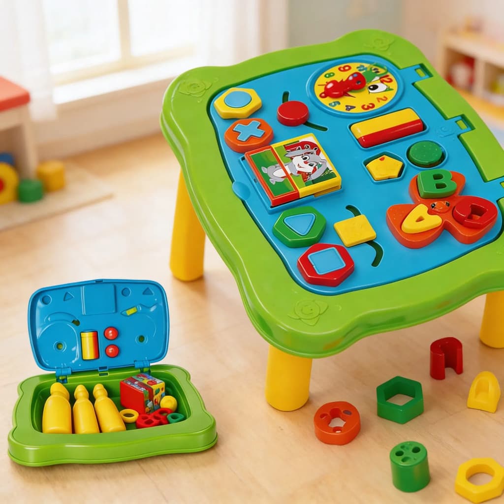 Brinquedo Bancada Educativa Interativas Educativa Com Cubos Verde