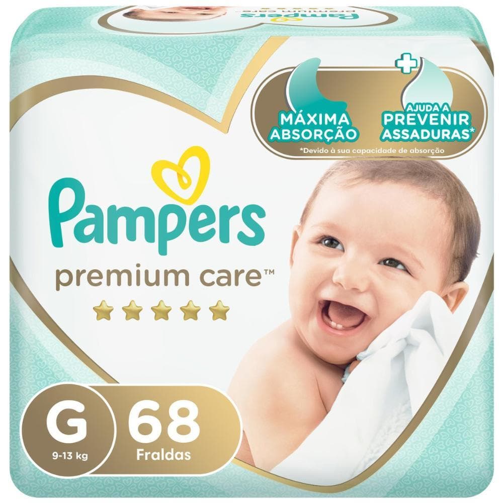 Fralda Pampers Premium Care Jumbo G com 68un