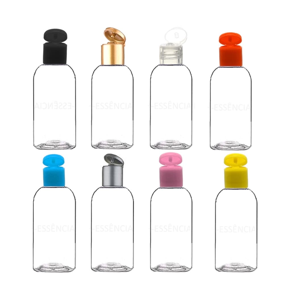 10 Frascos Plástico Pet 60 Ml Oval Flip Top para álcool gel, shampoo, sabonete líquido e cremes