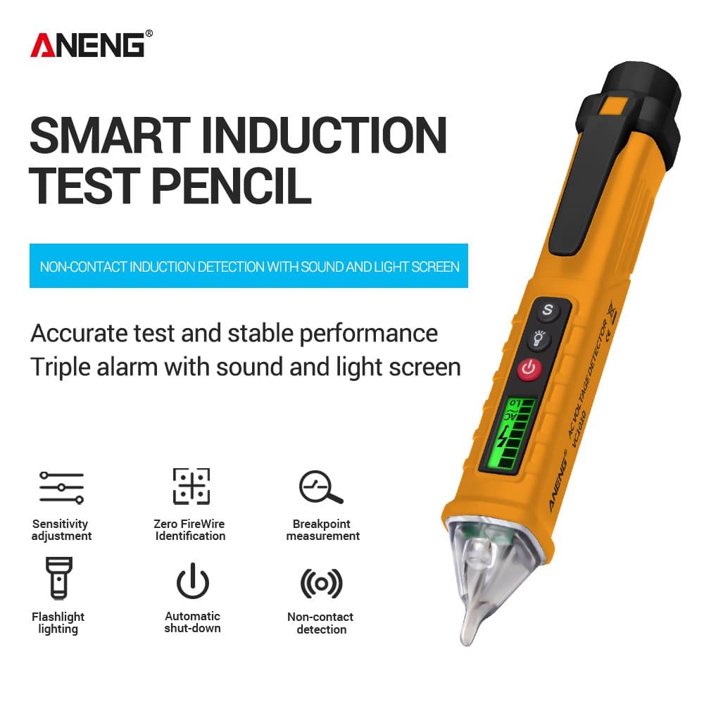 ANENG VC1010 Detectores De Tensão Digital 12-1000V AC/DC Caneta Sem Contato Testador Medidor Volt Curre nt Teste Elétric
