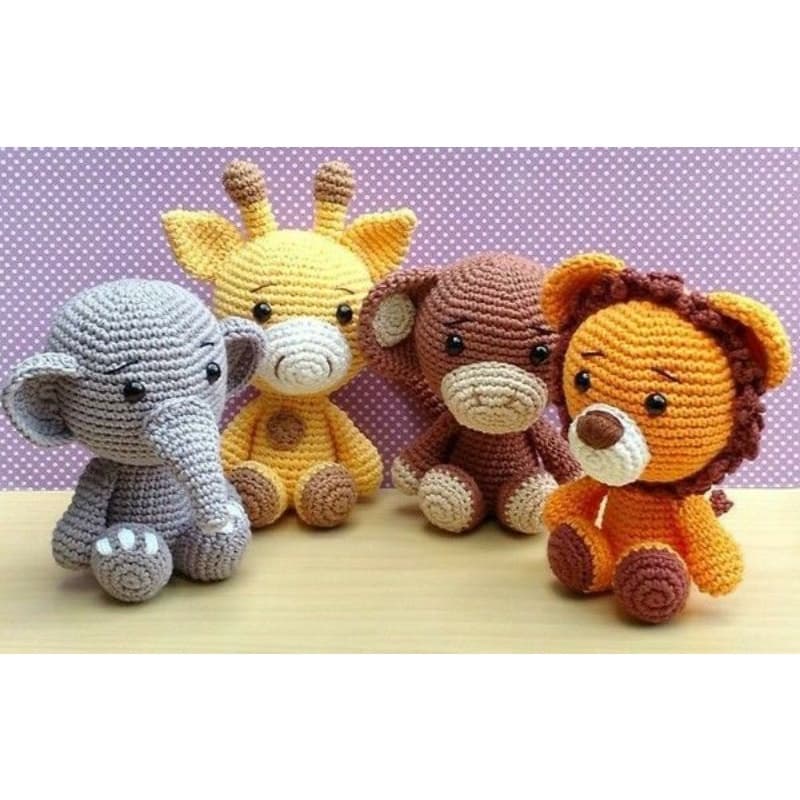 kit safari 4 bichinhos amigurumi croche
