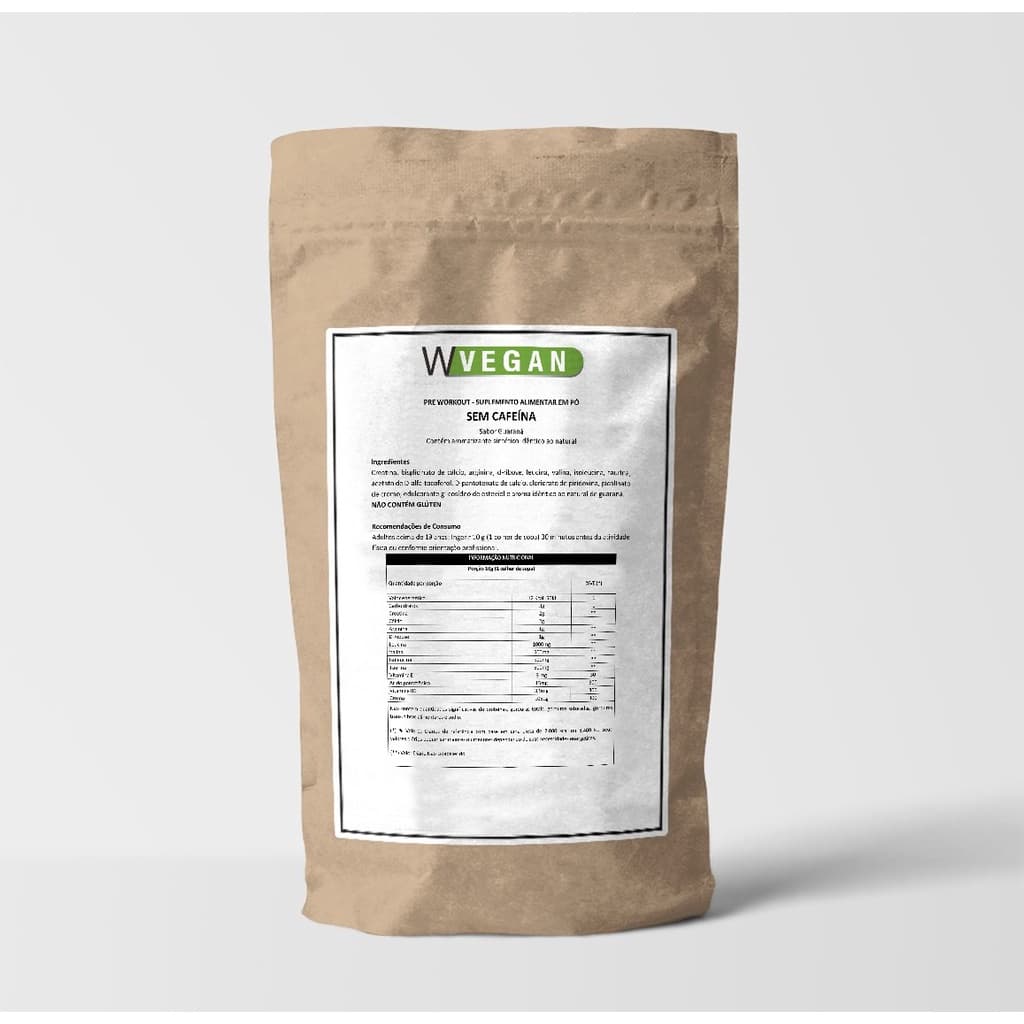 Pre Treino Vegan Com Cafeina Sabor Guarana WVegan 1Kg