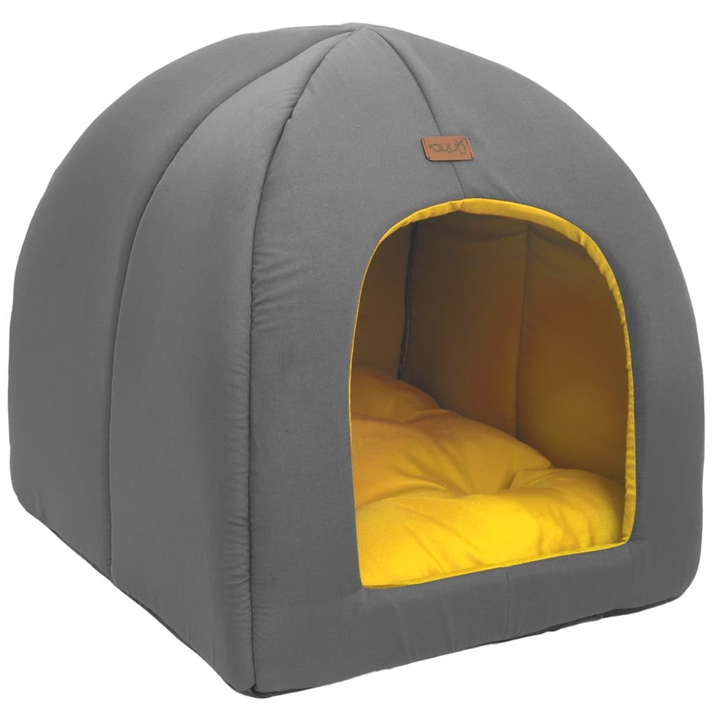 Casinha 2x1 Amarelo Avuk Pet Cachorro Casinha Cama Casa Cabana