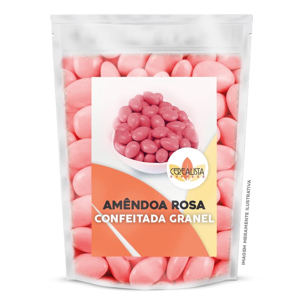 Amêndoas Confeitada Rosa Bebe a Granel Oleaginosa Natural Snack Saudável